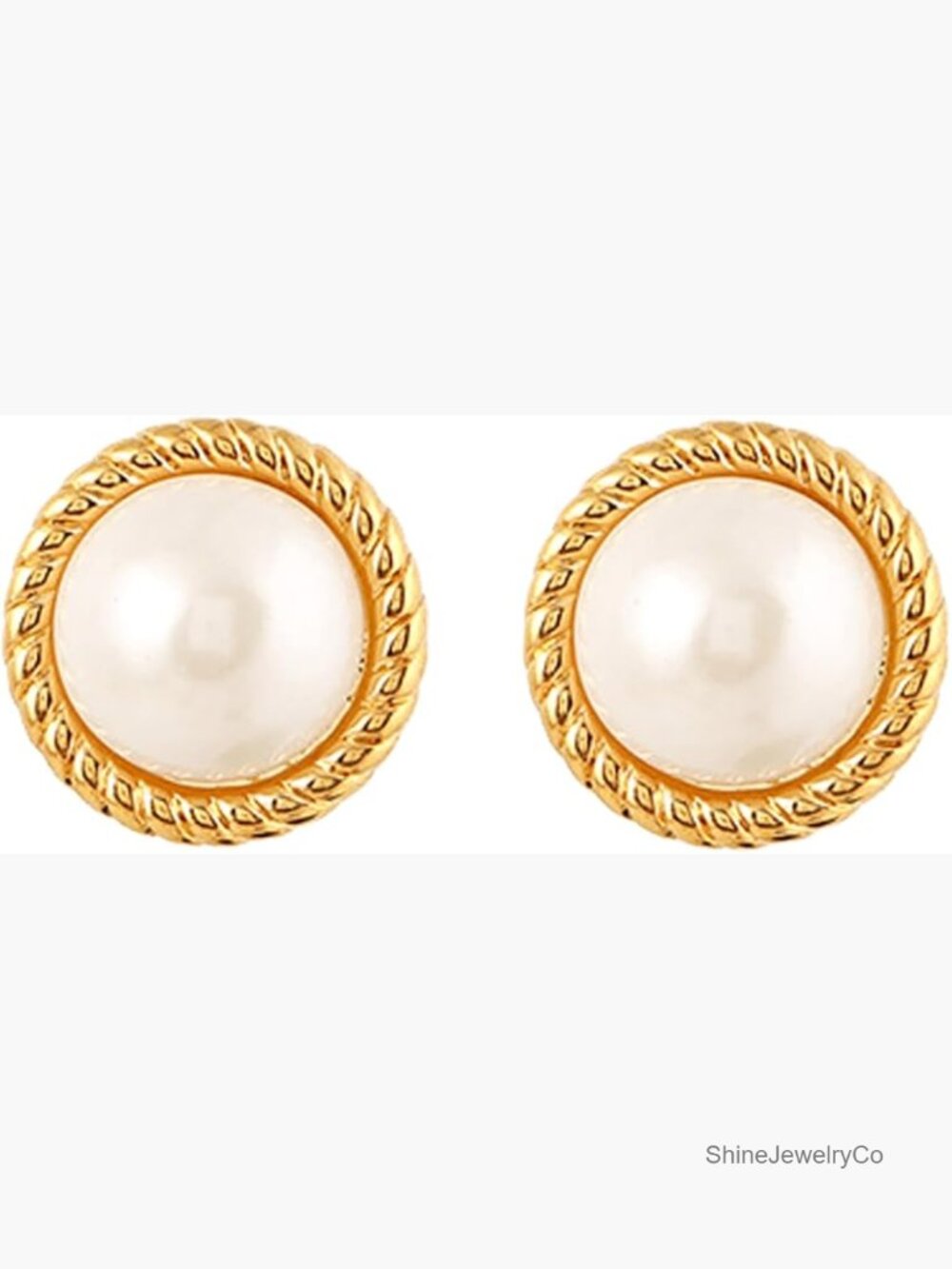 Gold Plated Pearl Stud Earrings Hypoallergenic Cubic Zirconia Dangle Jewelry